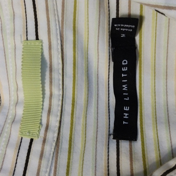 Pinstripe button cuff long sleeve tapered waist point collar button down blouse - Picture 5 of 7